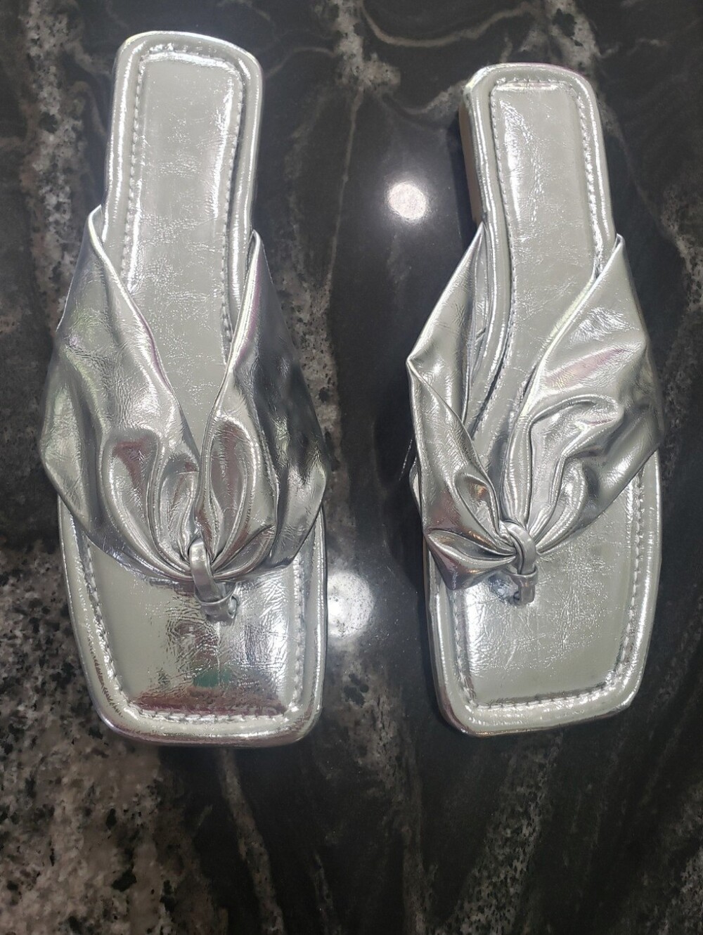 Silver Knot Slide Sandals - Women. Size 11-12